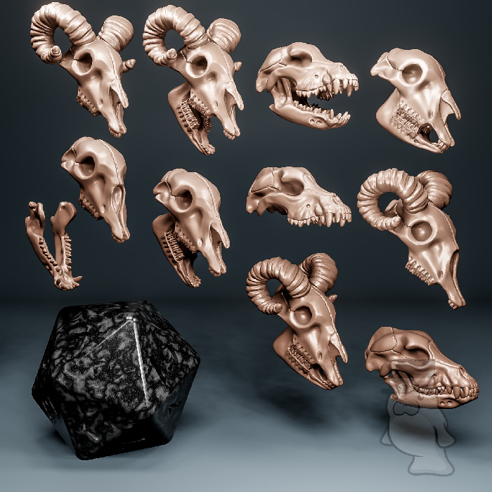 60+ Animal Skulls - Skeleton Scatter v2 - Stormforge Miniatures